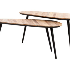 Light & Living Salontafel 'Viejo' Hout en metaal, Set van 2 stuks, kleur Licht hout