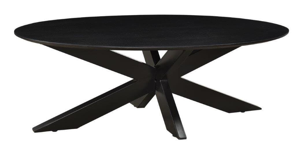 LivingFurn Ovale Salontafel 'Oslo' Mangohout, kleur Zwart, 130 cm - Afbeelding 2