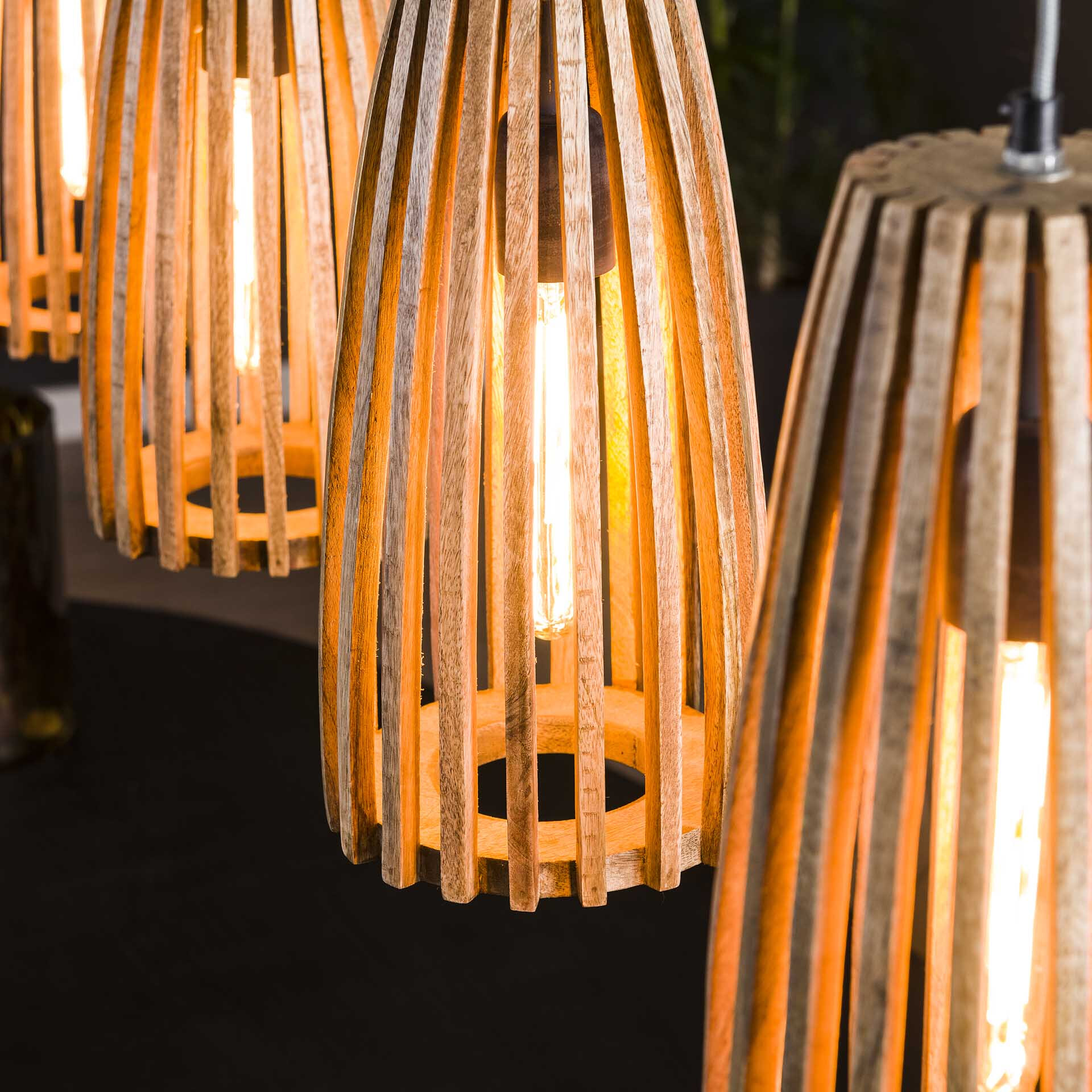Hanglamp 'Luana' Mangohout, 4-lamps - Afbeelding 3