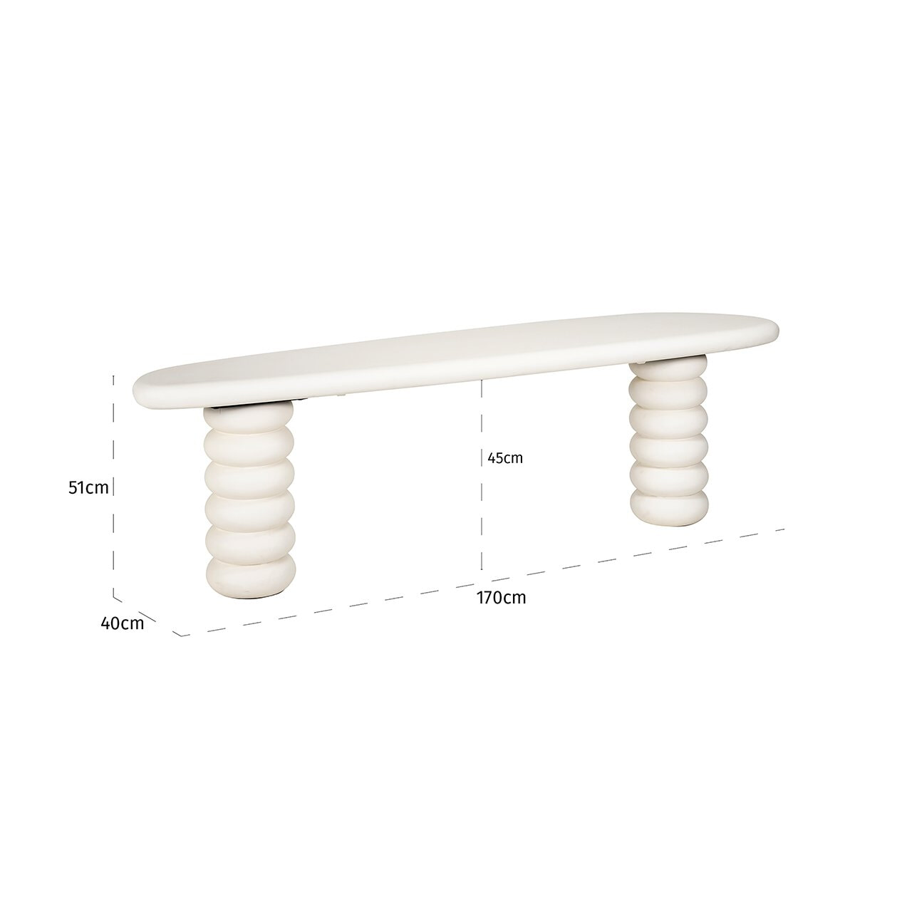 Richmond Sidetable/TV-meubel 'Bloomstone' Organisch 170cm, kleur Wit - Afbeelding 6