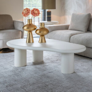 Richmond Organische Salontafel 'Bloomstone' 160 x 80cm, kleur Wit