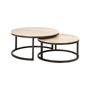 Richmond Ronde Salontafel 'Avalon' Travertin Set van 2 stuks, 85cm
