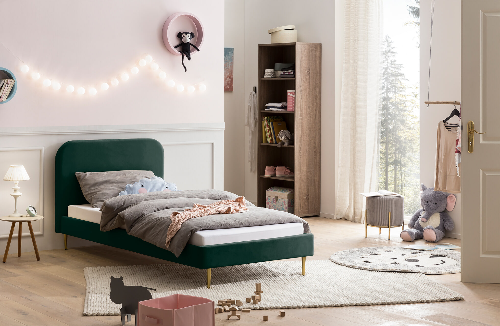 Artistiq Bed 'Federico' Velvet, 90 x 200cm, kleur groen - Afbeelding 5