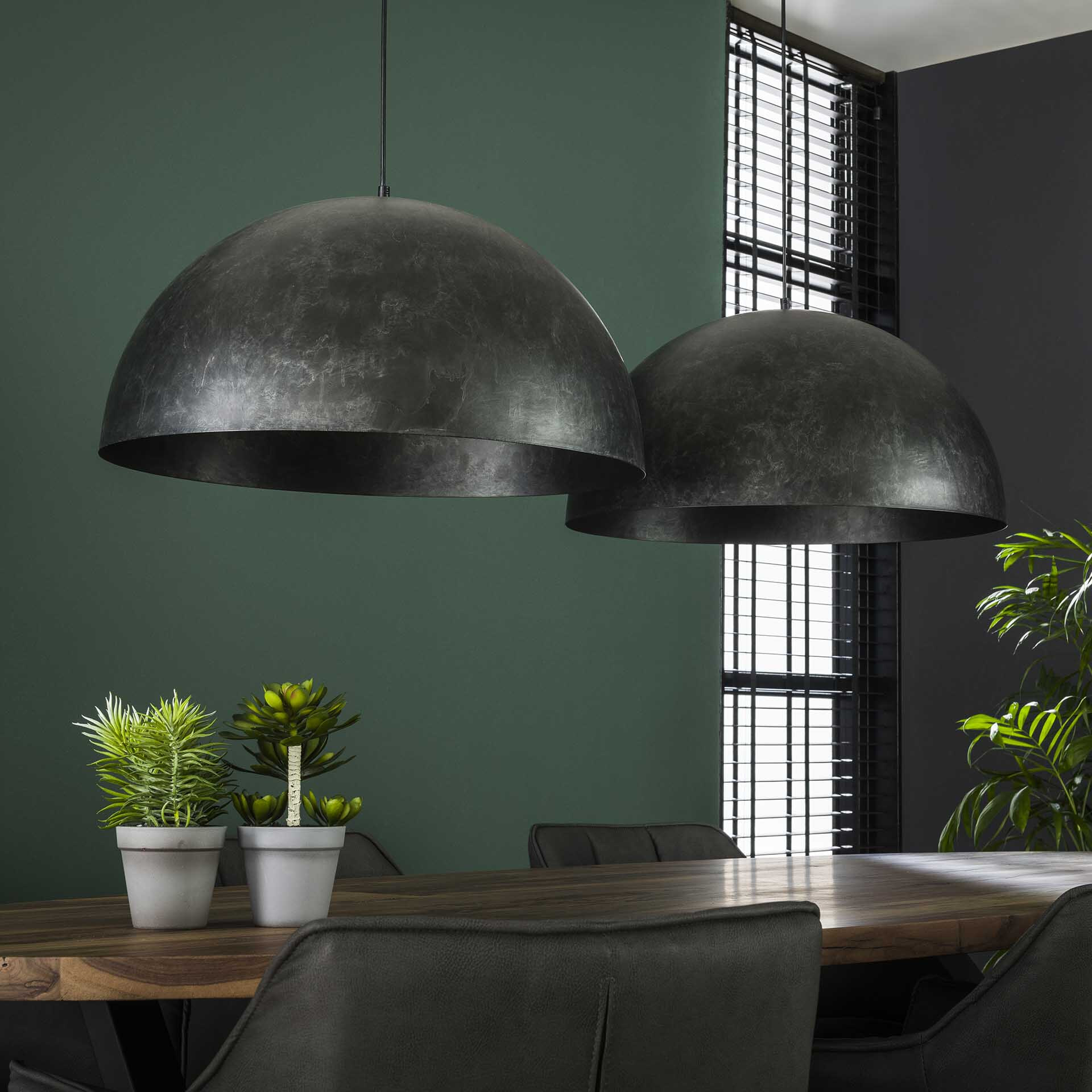 Hanglamp 'Dome' 2-lamps, Ø60cm, kleur Charcoal - Afbeelding 2