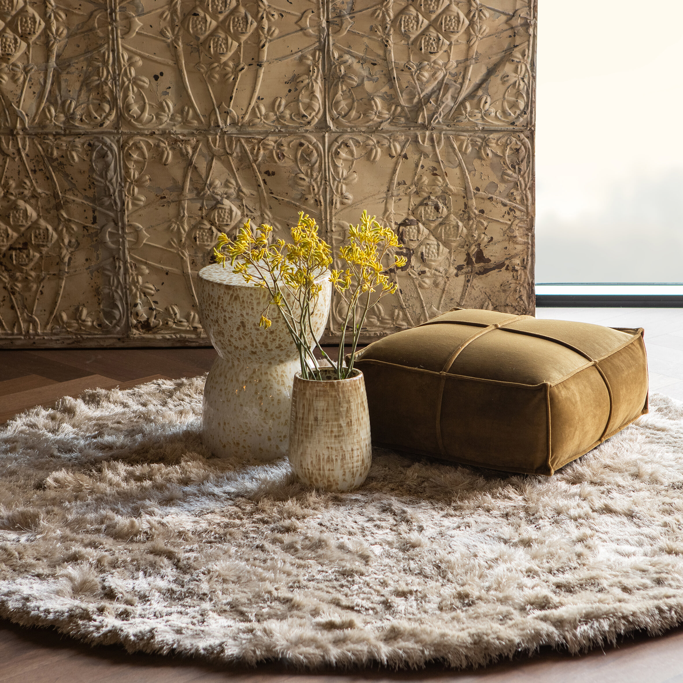 WOOOD Rond Vloerkleed 'Praline' Ø200cm, kleur Nougat - Afbeelding 3