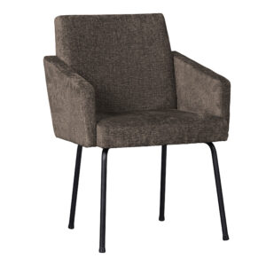 WOOOD Eetkamerstoel 'Mount' Chenille, kleur Grijs/Bruin