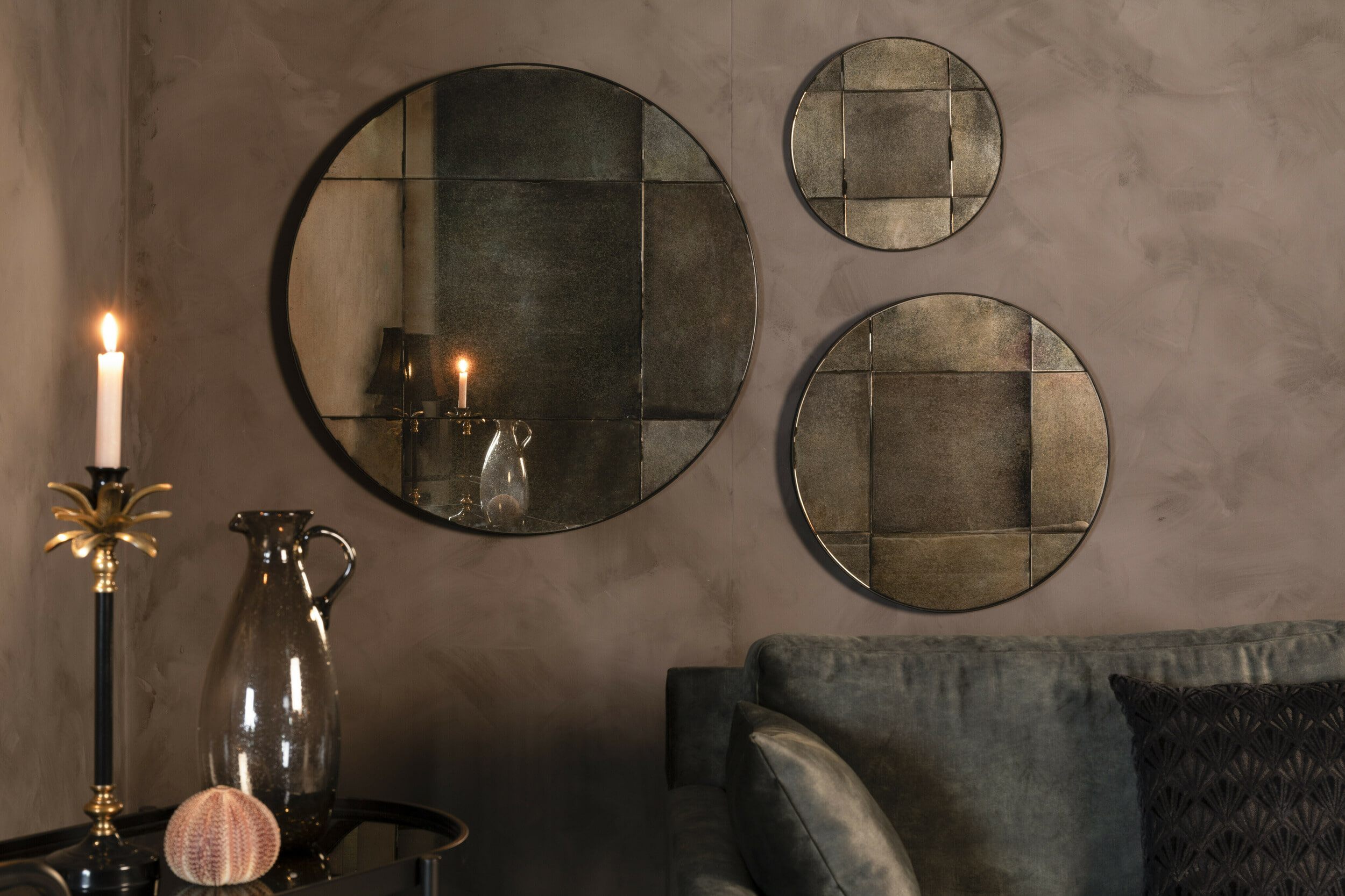 Dutchbone Ronde Spiegel 'Mado' Antique finish, 40cm - Afbeelding 3