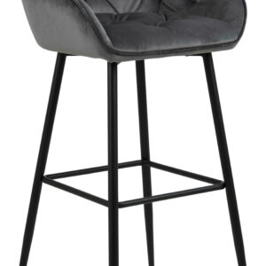 Bendt Barkruk 'Loren' Velvet, kleur Dark Grey (zithoogte 79cm)