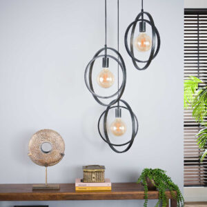 Hanglamp 'Tricia' 3-lamps getrapt, kleur Charcoal