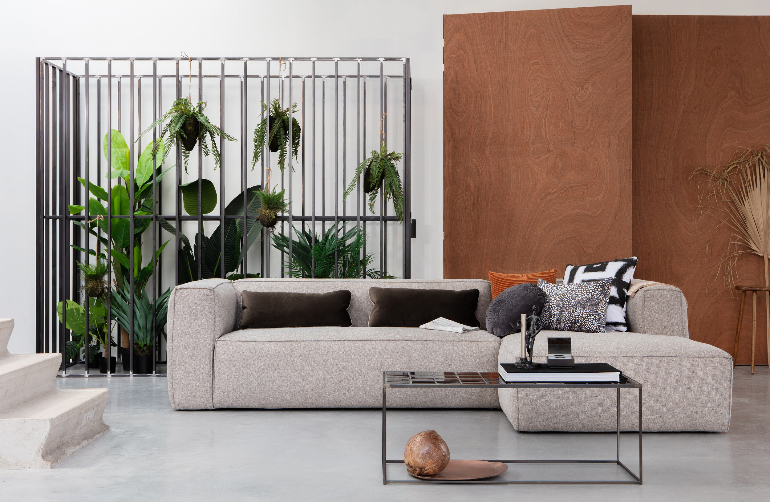 WOOOD Loungebank 'Bean' Rechts, Melange, kleur Lichtgrijs - Afbeelding 2