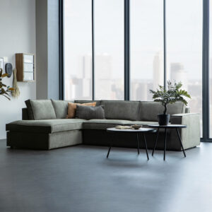 WOOOD Hoekbank 'Freddie' Links, Melange, kleur Warm Groen