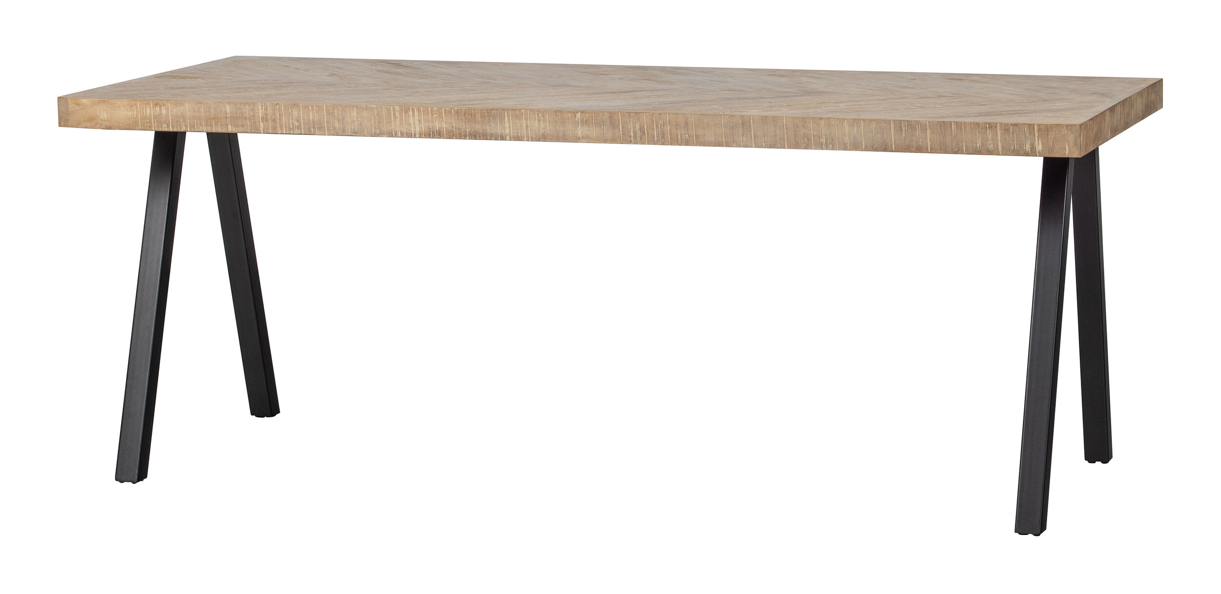 WOOOD Eettafel 'Tablo' Mangohout Visgraat, met 2-standen poot, 200 x 90cm - Afbeelding 4