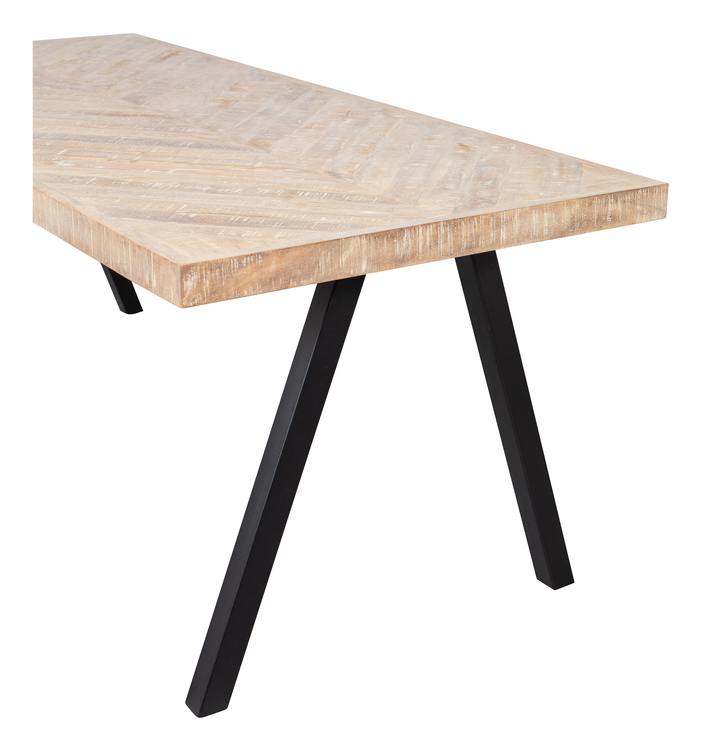 WOOOD Eettafel 'Tablo' Mangohout Visgraat, met 2-standen poot, 200 x 90cm - Afbeelding 5