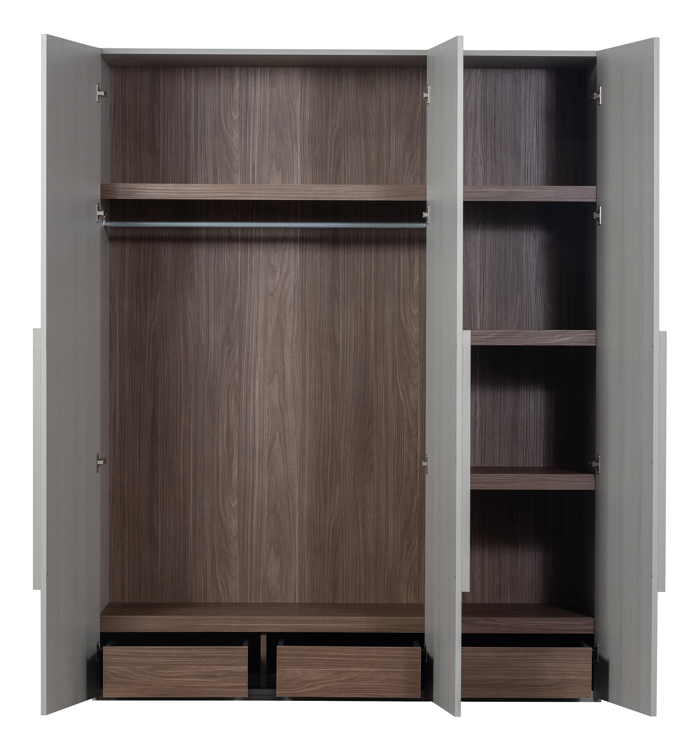 WOOOD Kledingkast 'Rens' 3-deurs, kleur Pebble Grey - Afbeelding 5