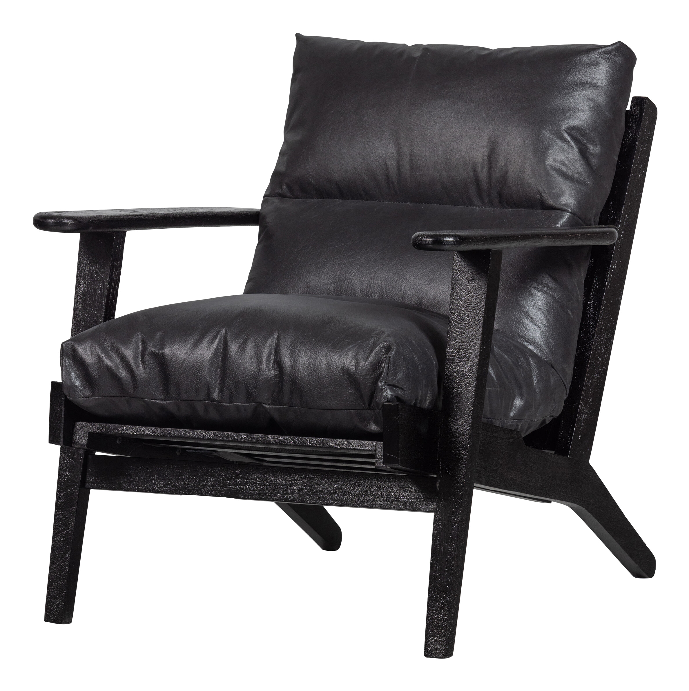 WOOOD Fauteuil 'Houston' Acaciahout, kleur Zwart - Afbeelding 2