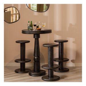 WOOOD Barkruk 'Kolby' Mangohout, 40cm, kleur Zwart