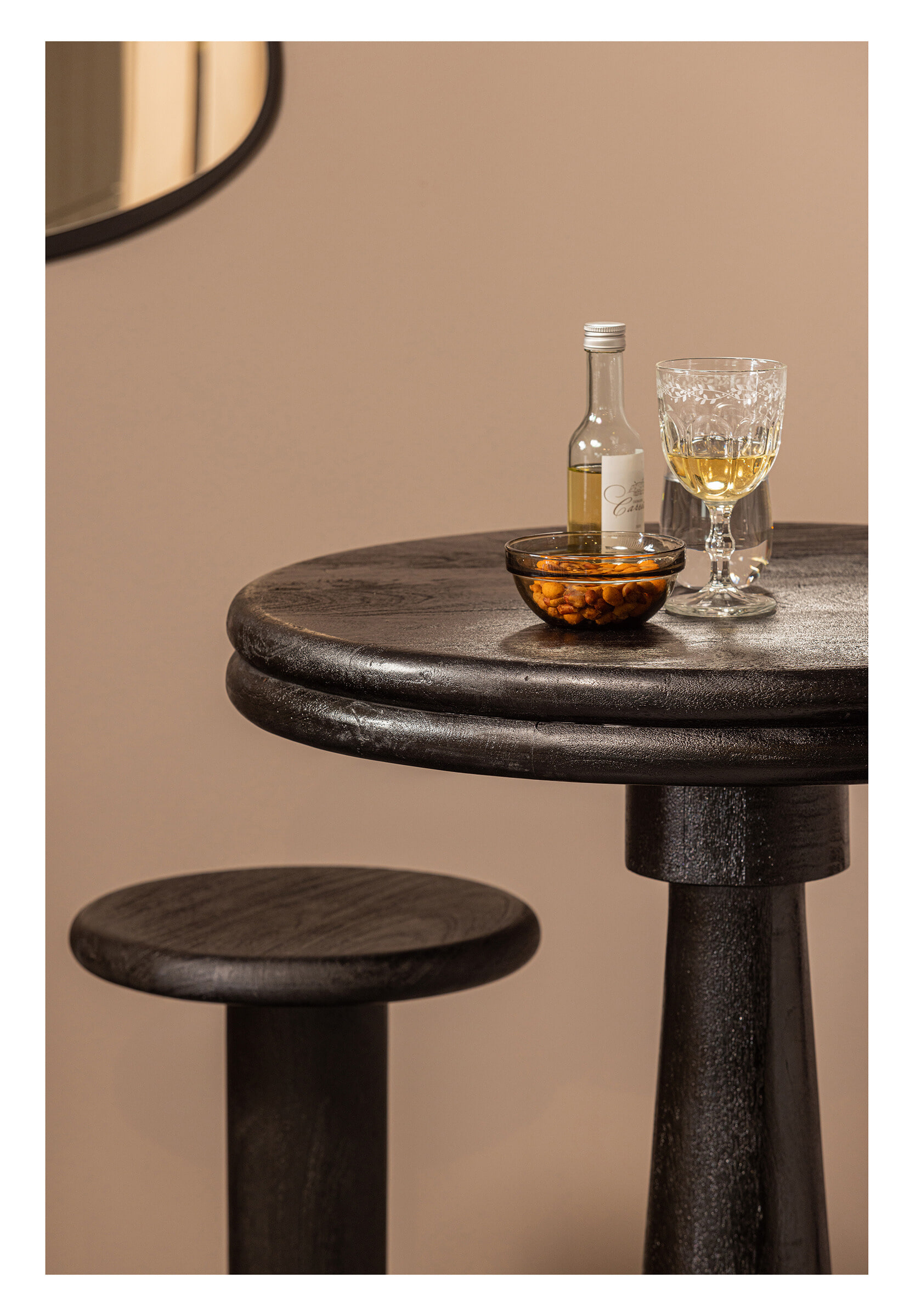 WOOOD Barkruk 'Kolby' Mangohout, 40cm, kleur Zwart - Afbeelding 3