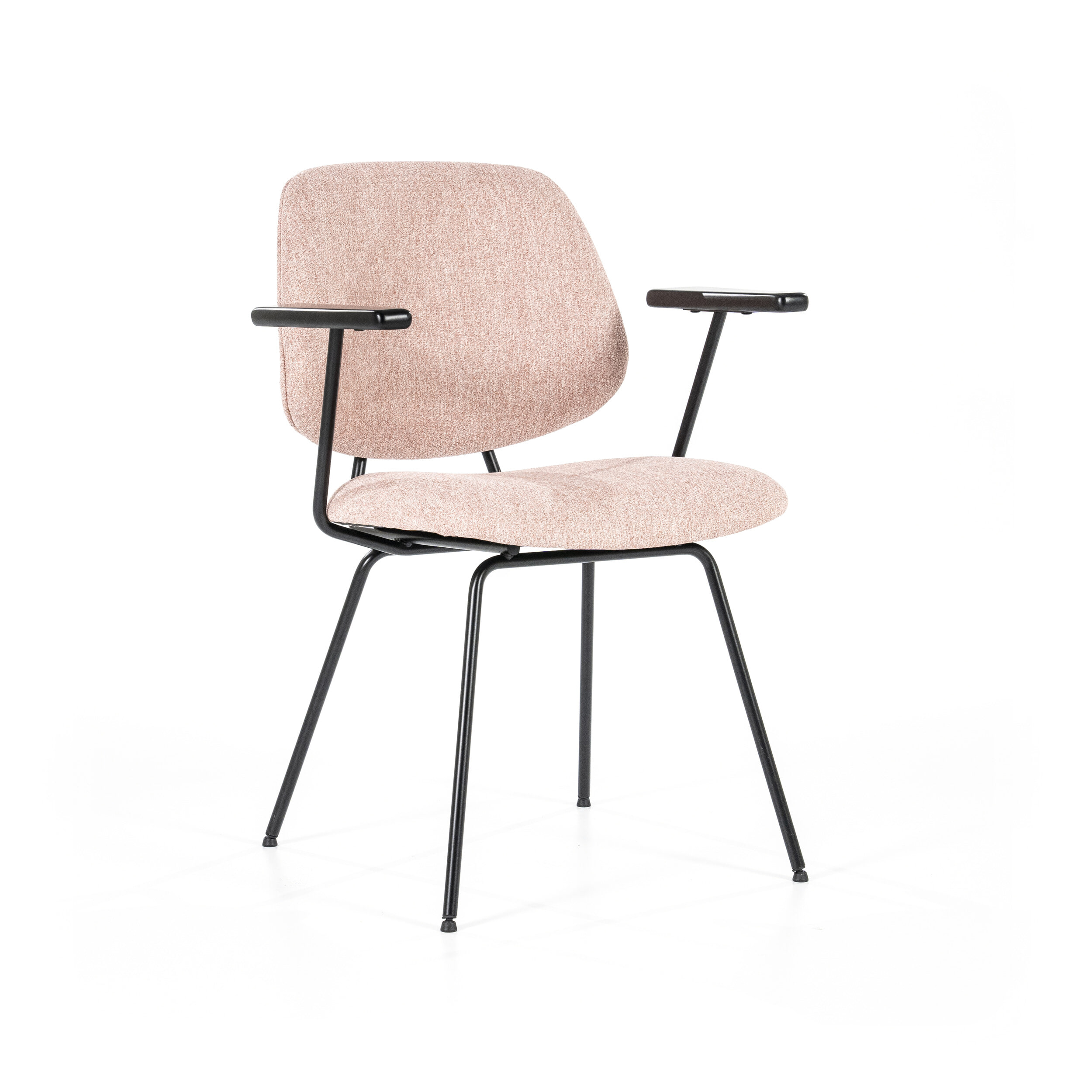 Eleonora Eetkamerstoel 'Lynn' met armleuning, kleur Roze Fletcher - Afbeelding 2