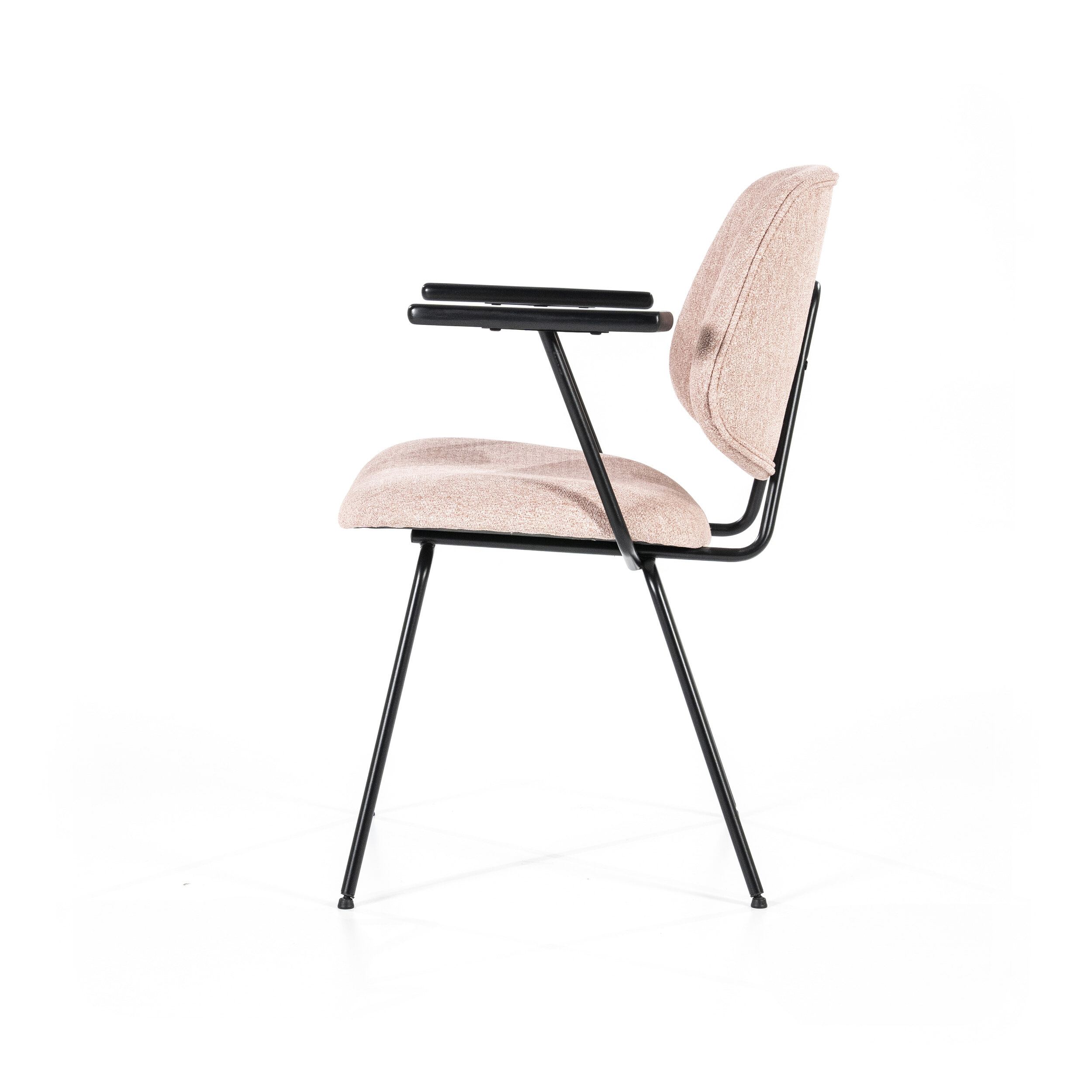 Eleonora Eetkamerstoel 'Lynn' met armleuning, kleur Roze Fletcher - Afbeelding 4