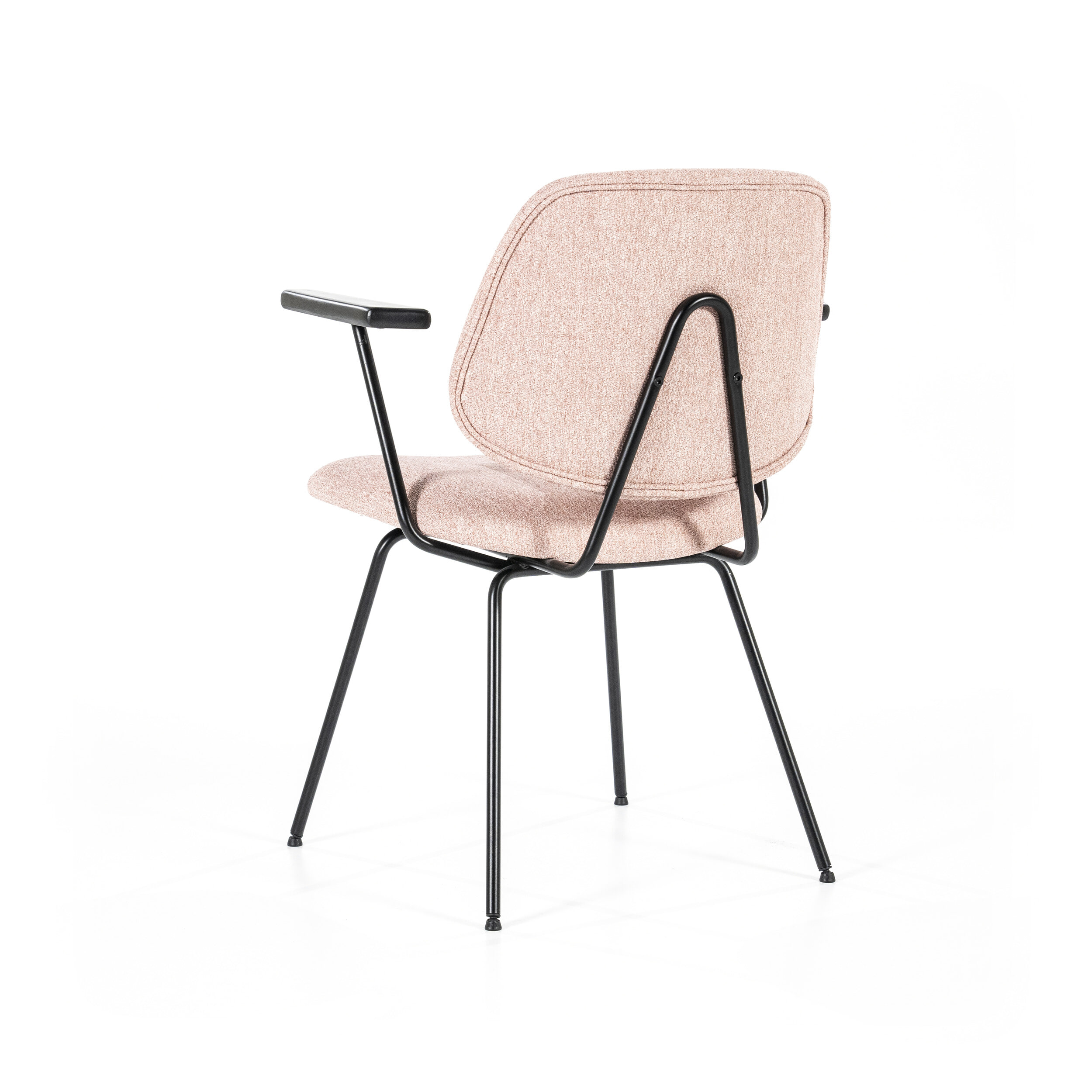 Eleonora Eetkamerstoel 'Lynn' met armleuning, kleur Roze Fletcher - Afbeelding 5