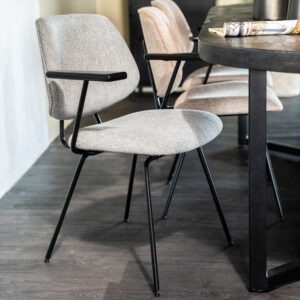 Eleonora Eetkamerstoel 'Lynn' met armleuning, kleur Grijs Fletcher