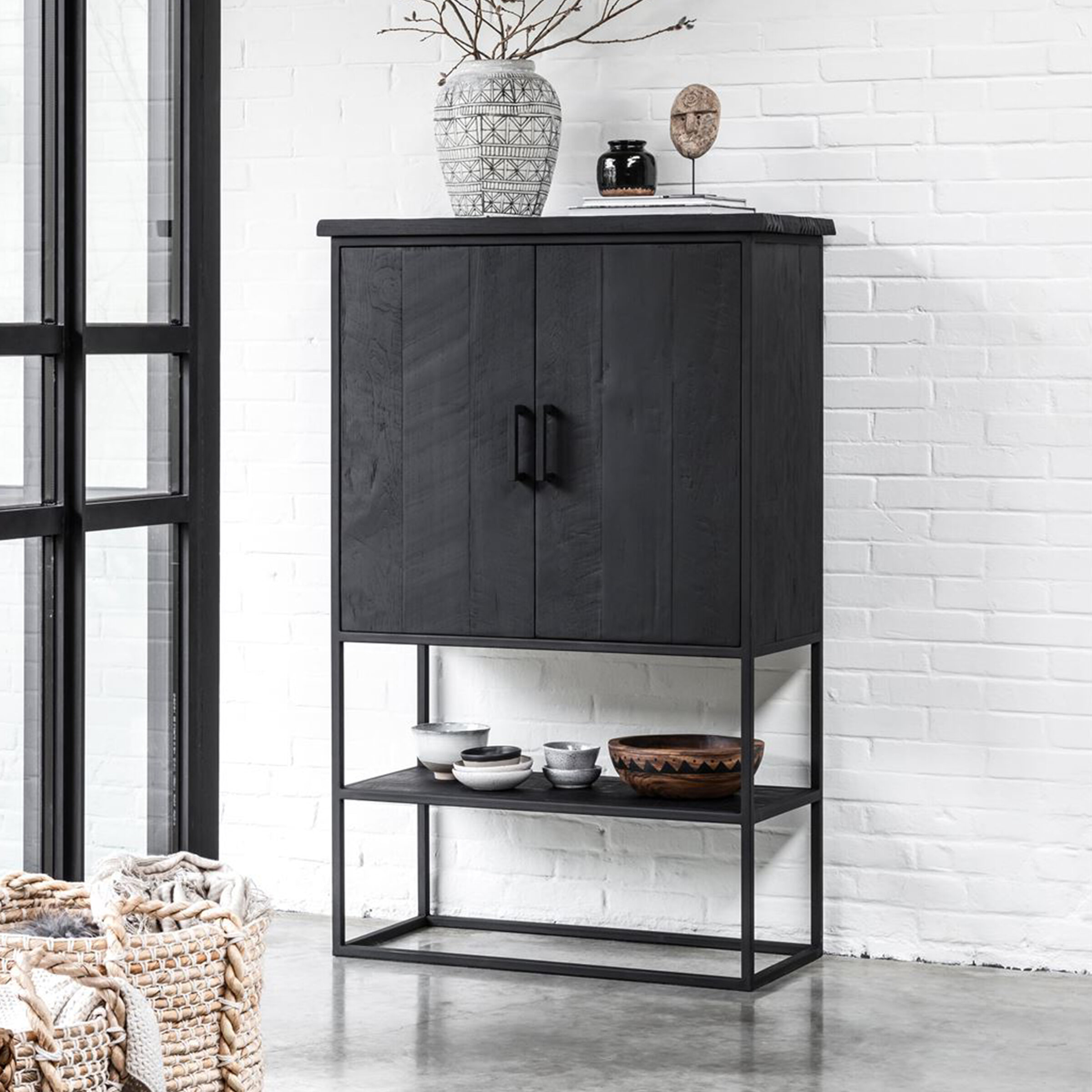 DTP Home Opbergkast 'Beam' Teakhout, 140 x 90cm, kleur Zwart