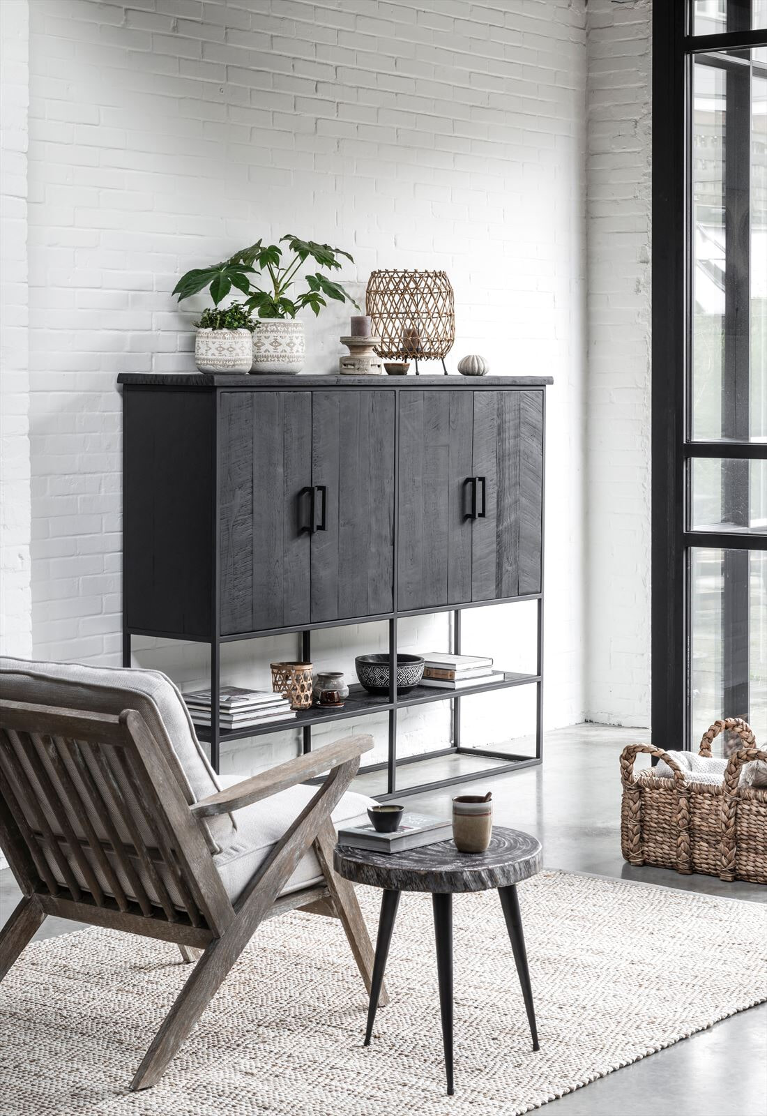 DTP Home Opbergkast 'Beam' Teakhout, 180 x 140cm, kleur Zwart - Afbeelding 3