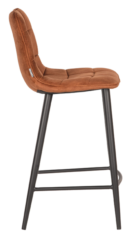 LABEL51 Barkruk 'Jelt' Velvet, kleur Oker (zithoogte 65cm) - Afbeelding 2