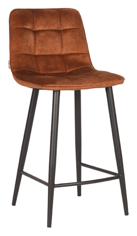 LABEL51 Barkruk 'Jelt' Velvet, kleur Oker (zithoogte 65cm)