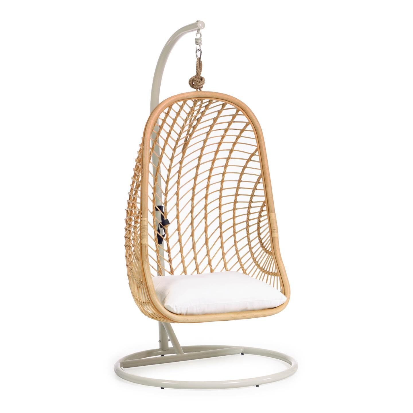 Kave Home Hangstoel 'Ekaterina' Met standaard, Rotan, kleur Naturel/Grijs - Afbeelding 2