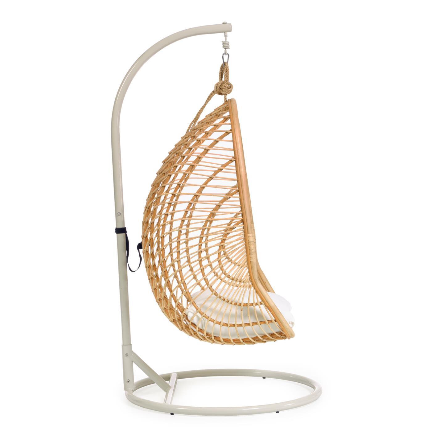 Kave Home Hangstoel 'Ekaterina' Met standaard, Rotan, kleur Naturel/Grijs - Afbeelding 3