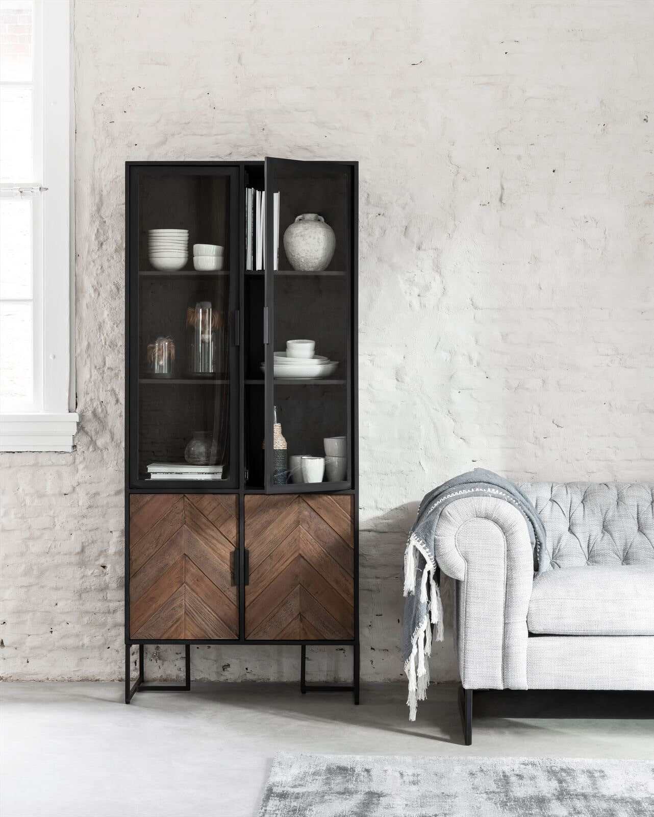 DTP Home Vitrinekast 'Criss Cross' Hout en staal, 185 x 80cm - Afbeelding 4