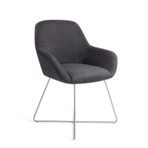 Jesper Home Eetkamerstoel 'Kushi' Cross Steel, kleur Black-Out