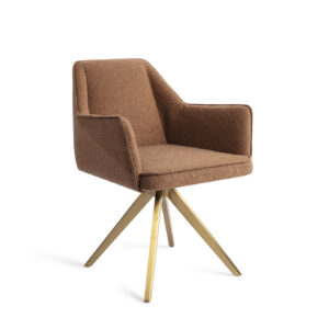 Jesper Home Eetkamerstoel 'Tome' Turn Gold, Draaibaar, kleur Cinnamon Bun