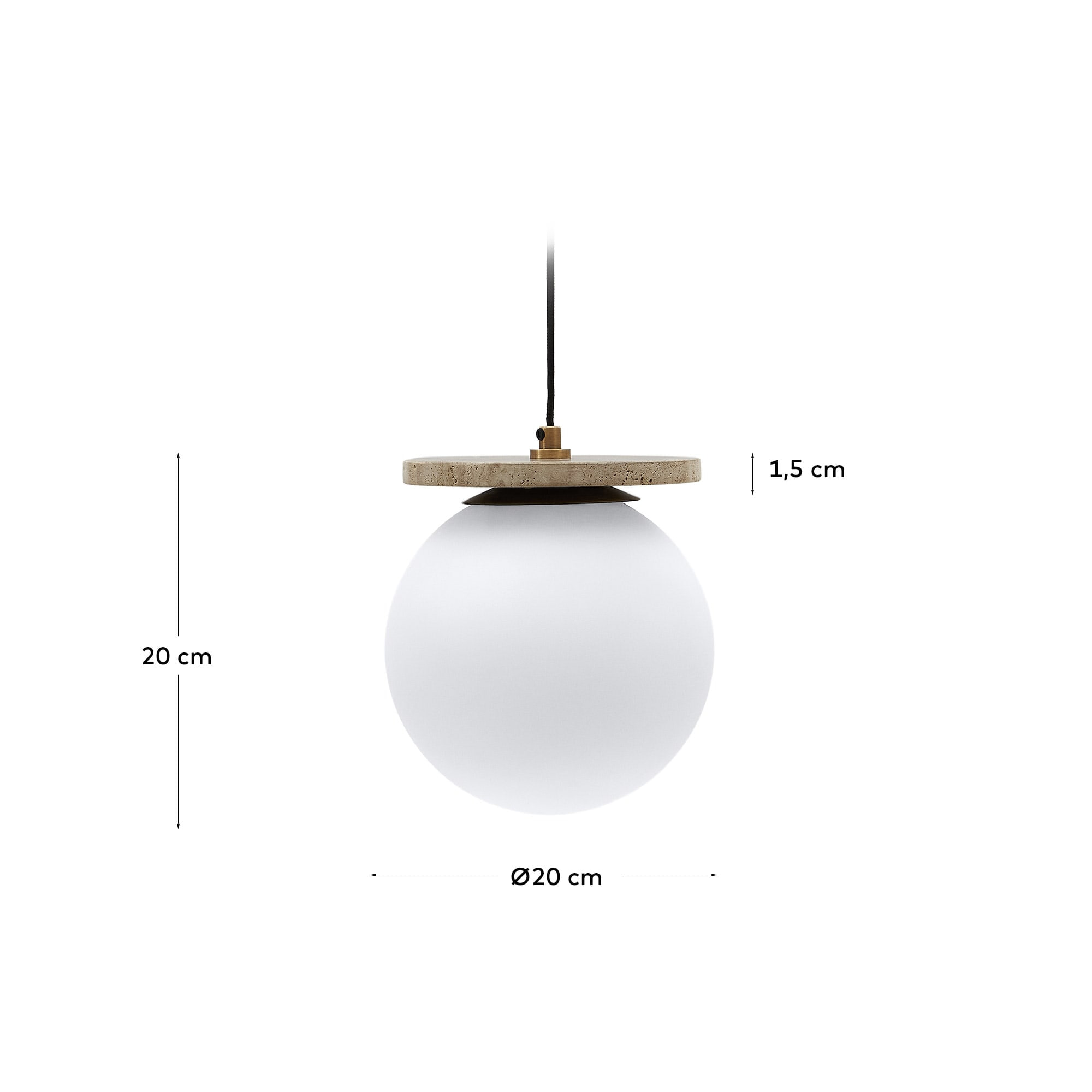 Kave Home Hanglamp 'Malachi' Travertin en glas - Afbeelding 4