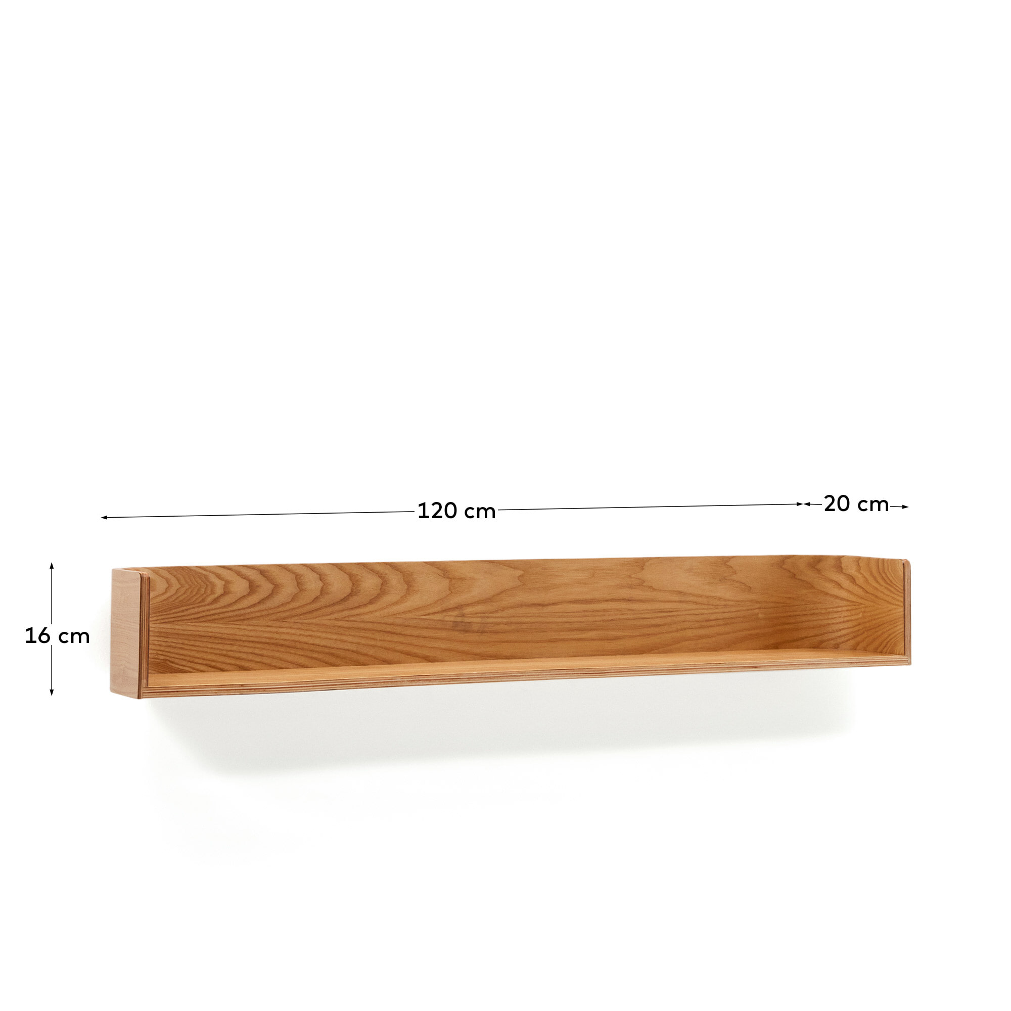 Kave Home Wandplank 'Octavia' Essenhout, 120cm - Afbeelding 3