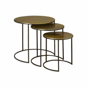 RENEW Bijzettafel 'Marina' Set van 3 stuks, kleur Brass Antique