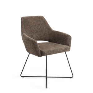 Jesper Home Eetkamerstoel 'Yanai' Cross Black, kleur Checked Chestnut