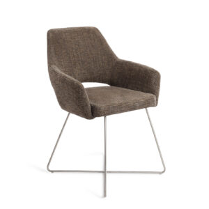 Jesper Home Eetkamerstoel 'Yanai' Cross Steel, kleur Checked Chestnut