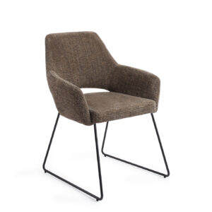 Jesper Home Eetkamerstoel 'Yanai' Slide Black, kleur Checked Chestnut