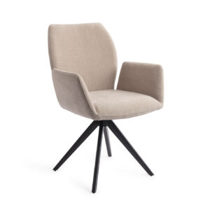 Jesper Home Draaibare Eetkamerstoel 'Misaki' Turn Black, kleur Sand Strand