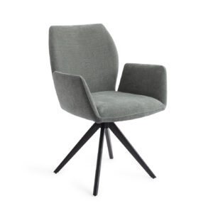 Jesper Home Draaibare Eetkamerstoel 'Misaki' Turn Black, kleur Breezy Blue