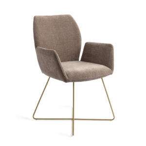 Jesper Home Eetkamerstoel 'Misaki' Cross Gold, kleur Mocha Mist