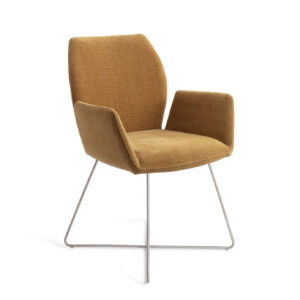 Jesper Home Eetkamerstoel 'Misaki' Cross Steel, kleur Honey Harvest
