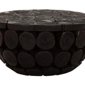 MUST Living Rond Salontafel 'Cone' Teakhout, 62cm, kleur Zwart