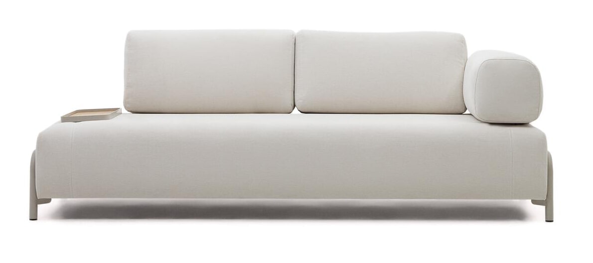 Kave Home 3-zits Bank 'Compo' Met blad links, Chenille, kleur Beige