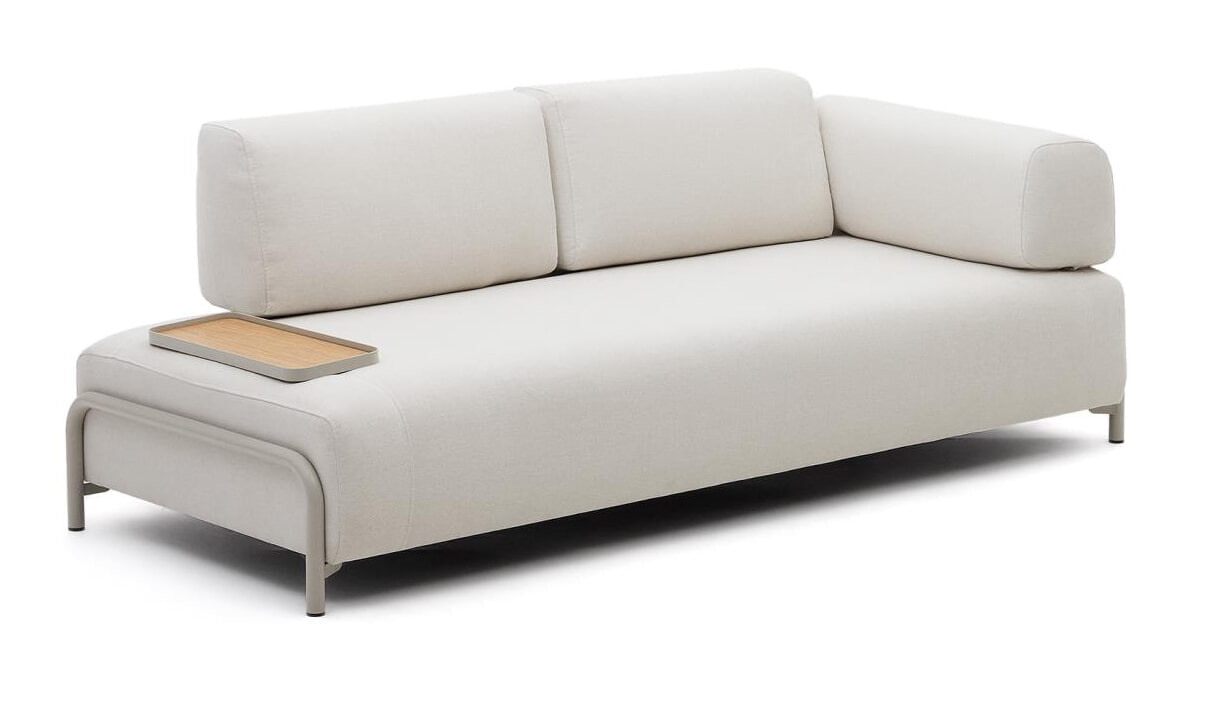 Kave Home 3-zits Bank 'Compo' Met blad links, Chenille, kleur Beige - Afbeelding 2