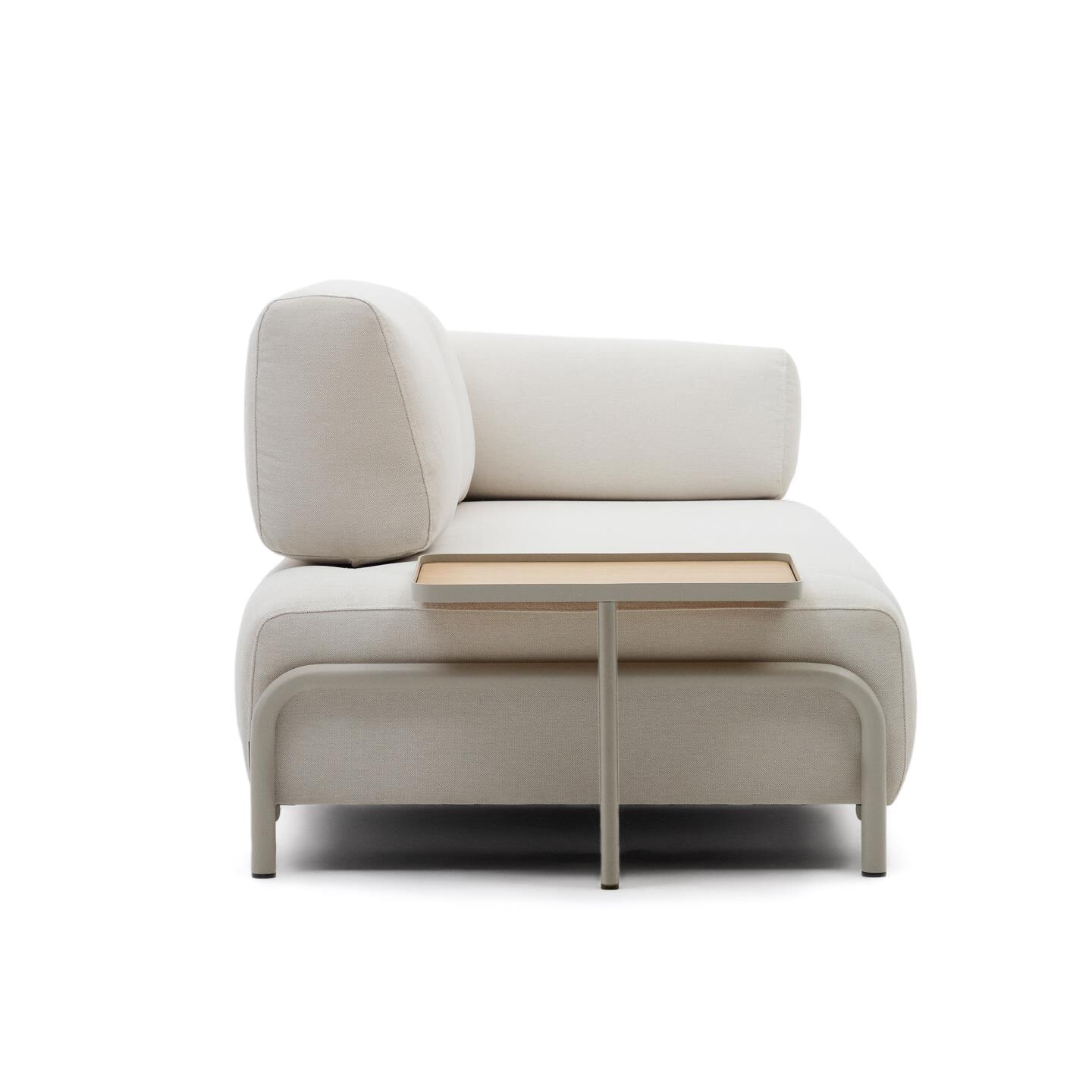 Kave Home 3-zits Bank 'Compo' Met bijzettafel, Chenille, kleur Naturel - Afbeelding 2