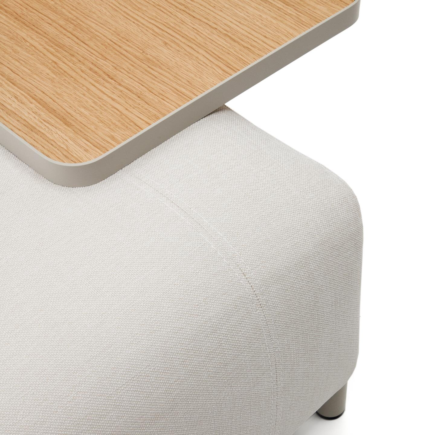 Kave Home 3-zits Bank 'Compo' Met bijzettafel, Chenille, kleur Naturel - Afbeelding 4