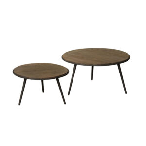 RENEW Bijzettafel 'Rolo' Teakhout, Set van 2 stuks, kleur Weather Grey